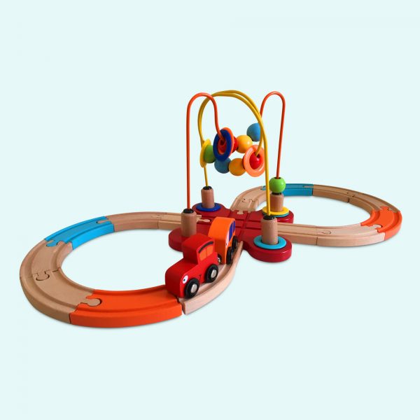 Wooden Toy Train Railway Playset