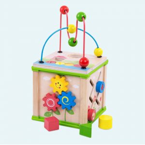 Multi Activity Wooden Cube For Toy Toddlers