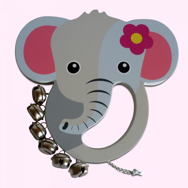 Beautiful Elephant Wooden Hand Bell For Babies Toddlers