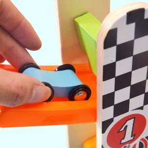 Kids Playing with Wooden Race Car Toy