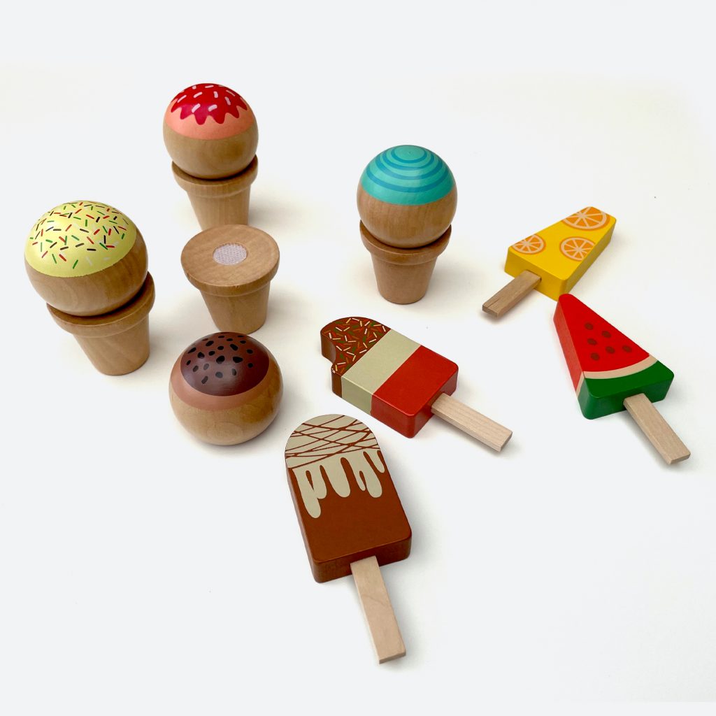 Wooden Ice Cream Toy Set | Pretend Ice Cream Set | Bee Smart Toys